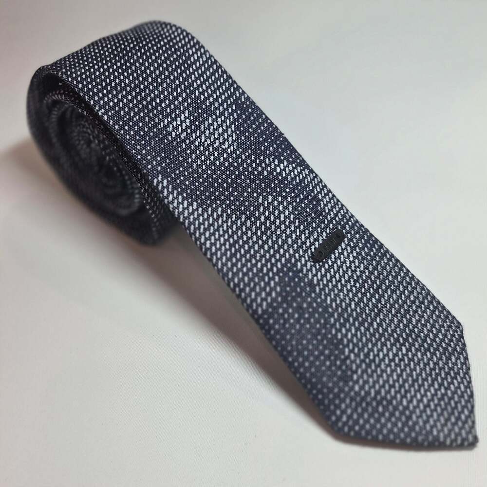 G-Star Raw Linen Blend Camo XL Skinny Tie in Navy/Grey 2.55x63